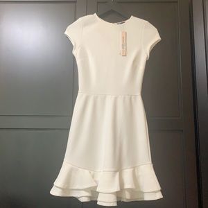 Aqua White Ruffle Hem Dress